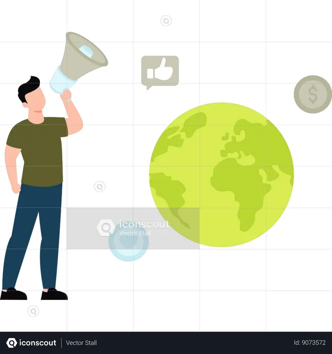 Employee is doing global advertisement  Illustration