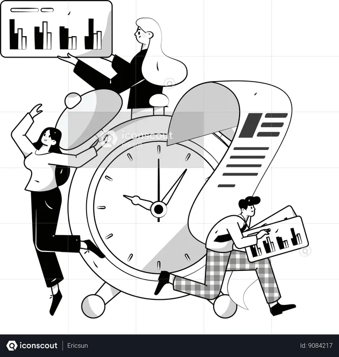 Employee is doing time management  Illustration