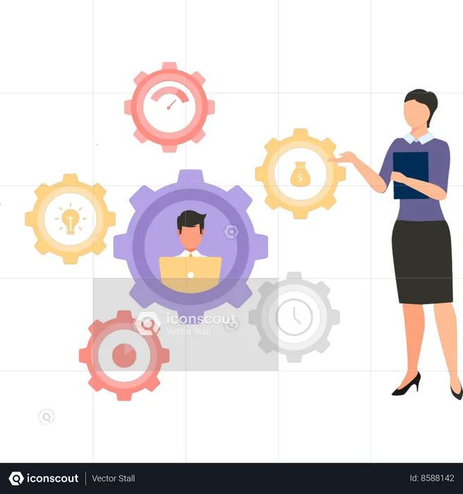 Employee is doing web settings  Illustration