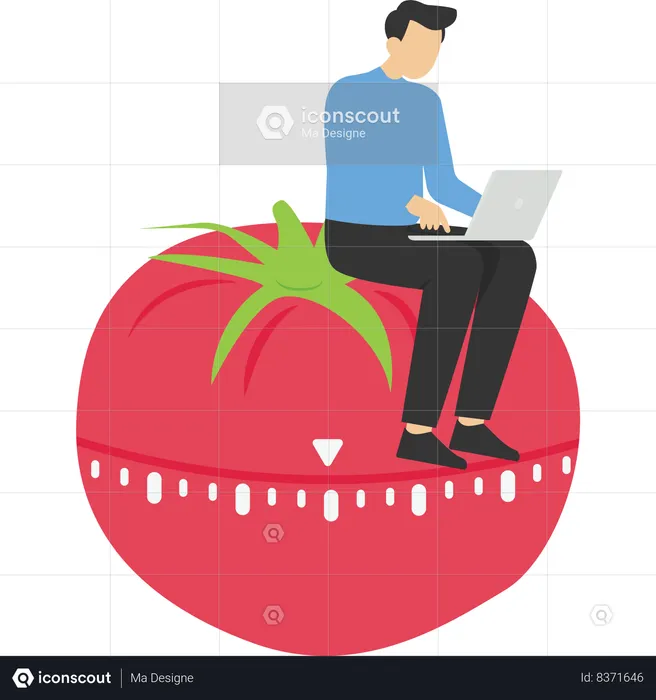 Employee is following pomodoro technique  Illustration