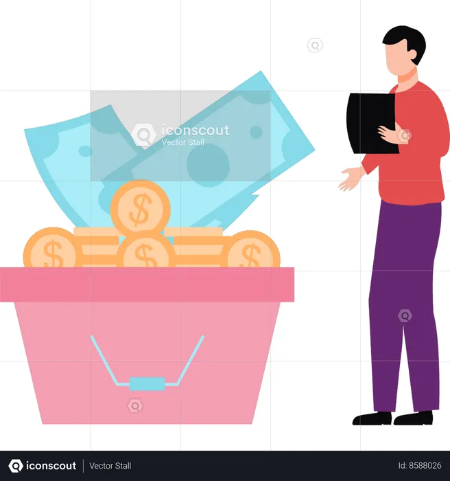 Employee is gathering dollar cash  Illustration