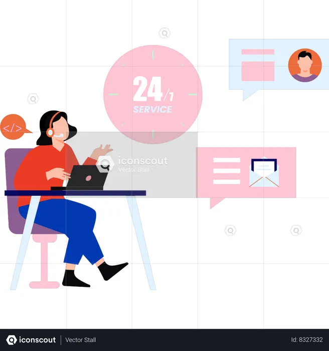 Employee is giving 24 hours customer service  Illustration