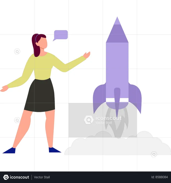 Employee is launching rocket  Illustration