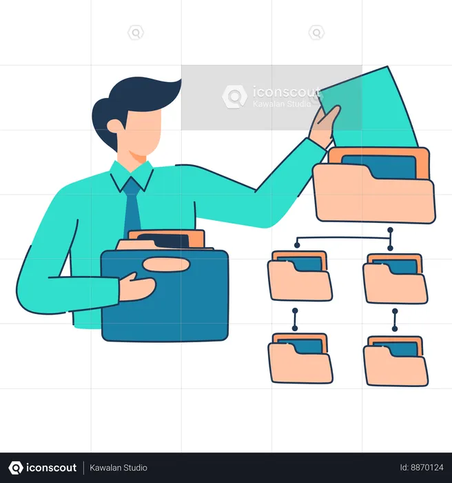 Employee is managing files and projects  Illustration