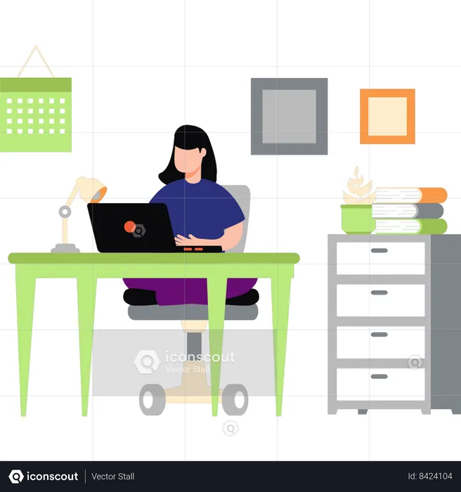 Employee is managing her task  Illustration