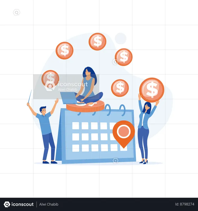 Employee is marking the payroll date  Illustration