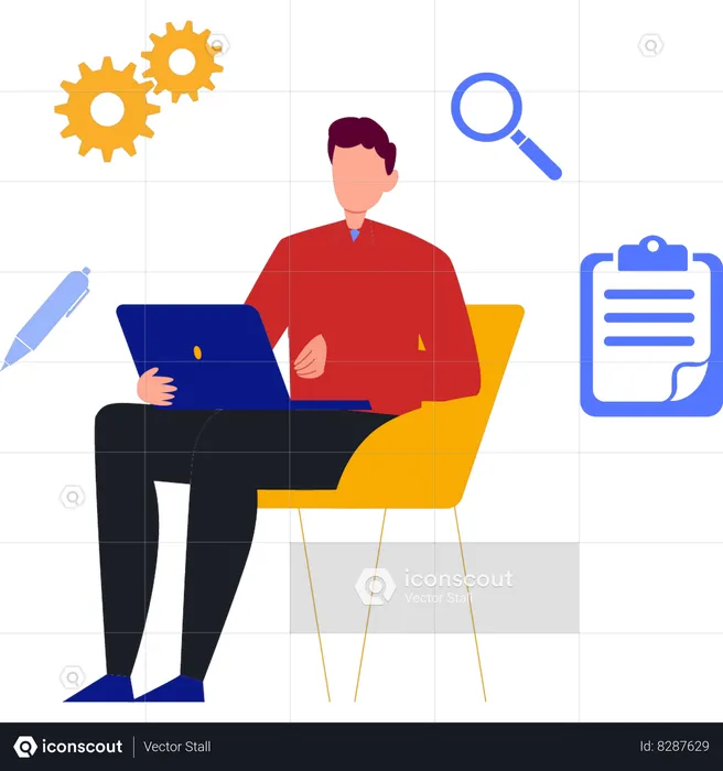 Employee is monitoring web development  Illustration