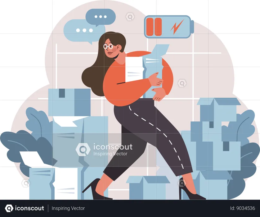 Employee is overloaded with work  Illustration