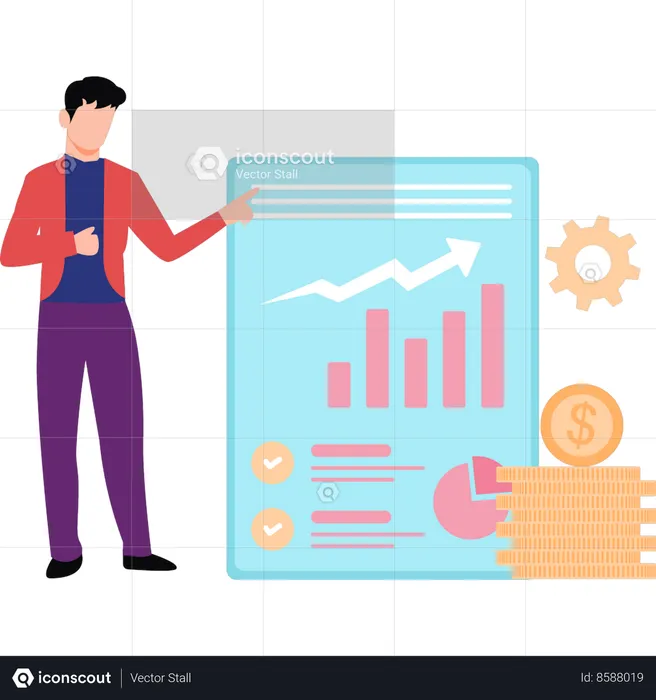 Employee is pointing towards business data  Illustration