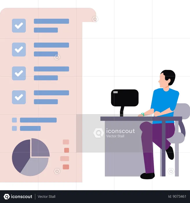 Employee is preparing schedule list  Illustration