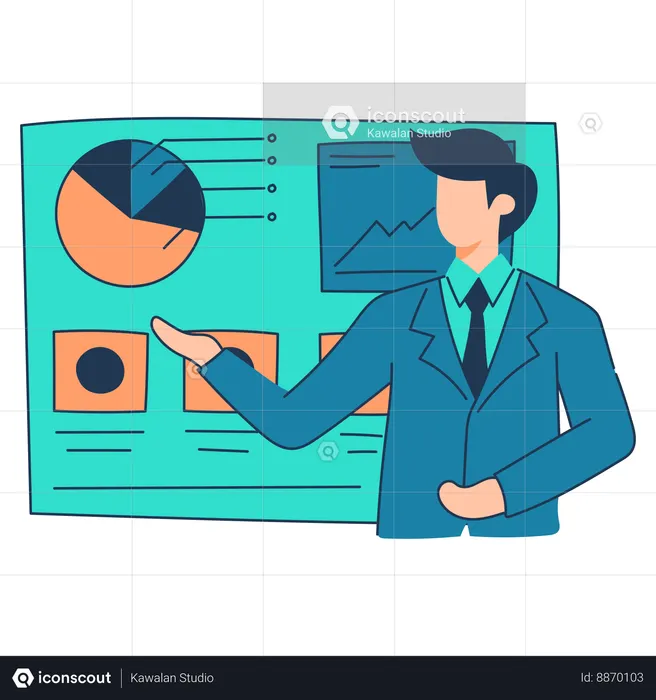 Employee is presenting on board  Illustration
