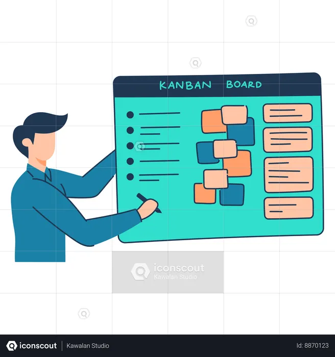 Employee is presenting on Kanban board  Illustration