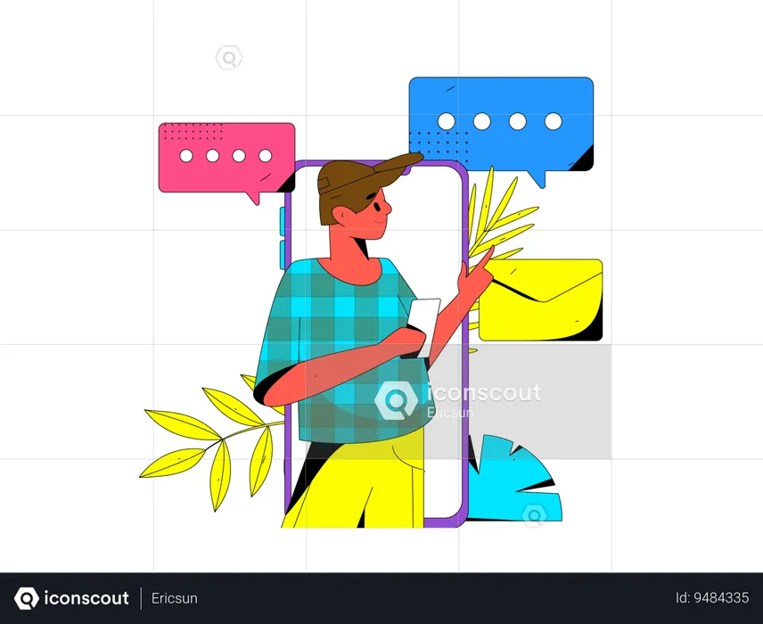 Employee is reading unread messages  Illustration