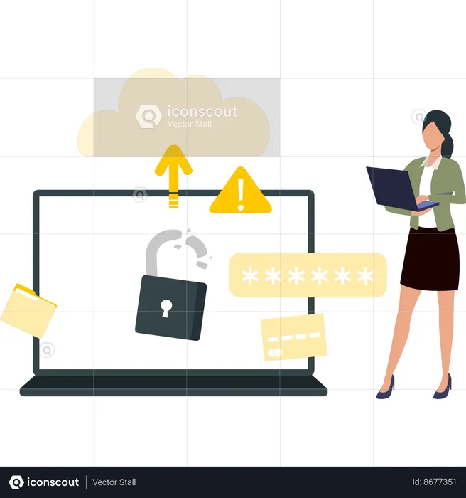 Employee is securing her cloud acount  Illustration