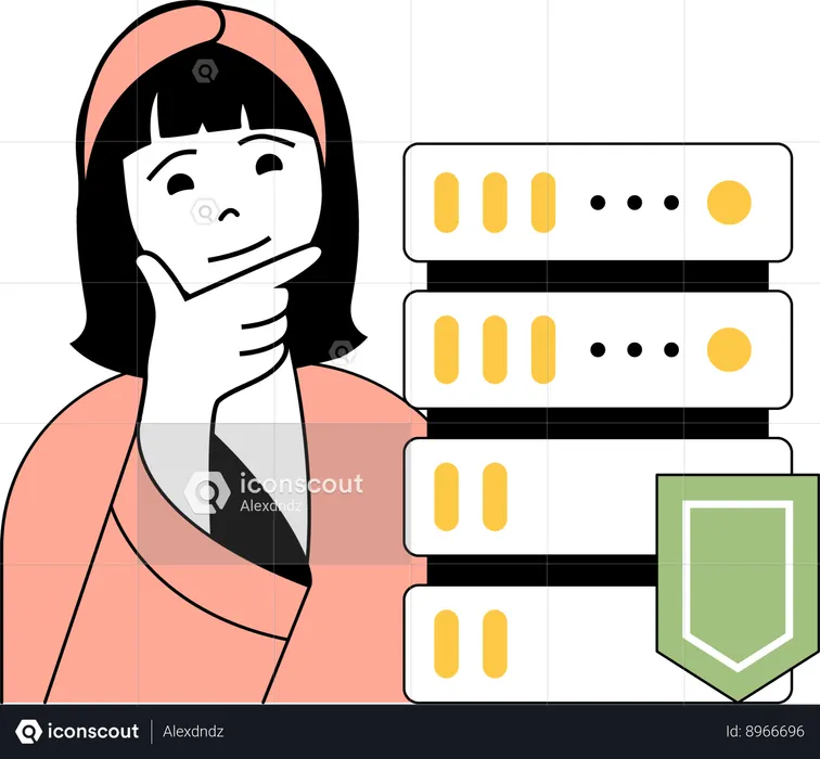 Employee is securing his server  Illustration