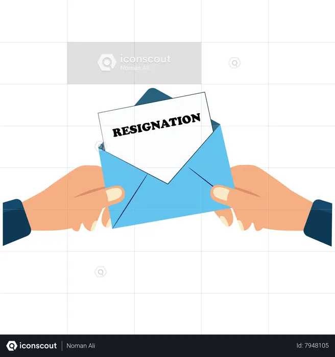 Best Employee is sending a resignation envelope to the manager Illustration download in PNG