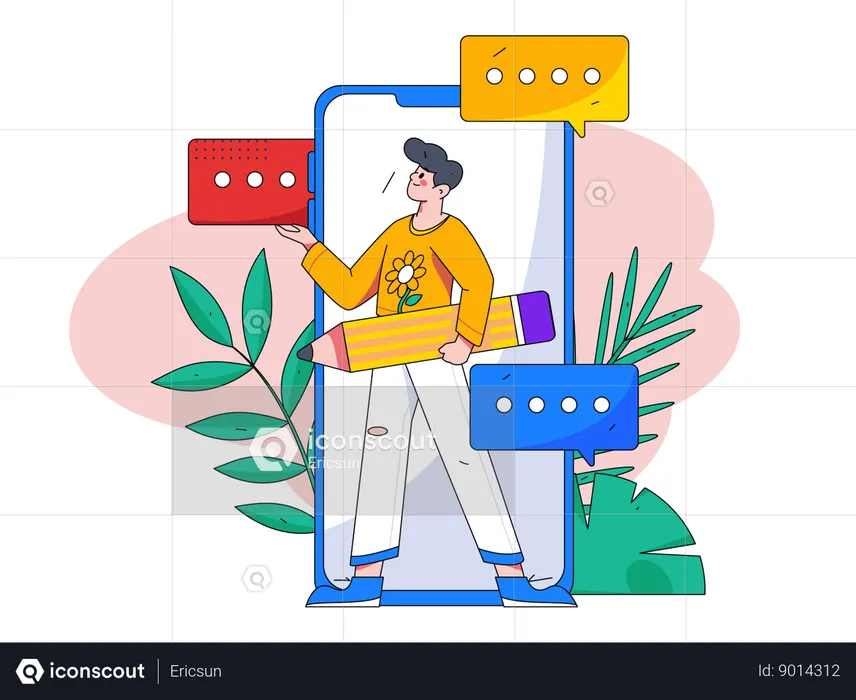 Employee is sending messages  Illustration