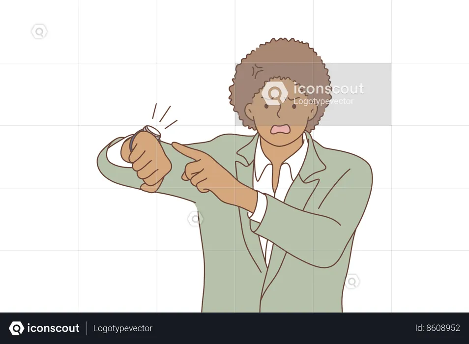Employee is showing time in watch  Illustration