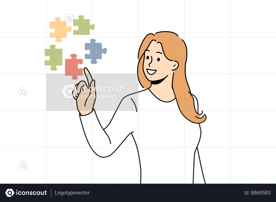 Employee is solving business puzzle  Illustration