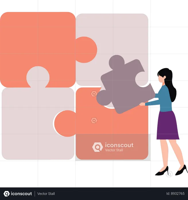 Employee is solving business puzzle  Illustration