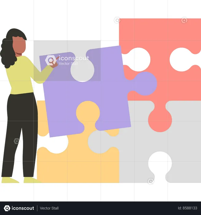 Employee is solving jigsaw puzzle  Illustration