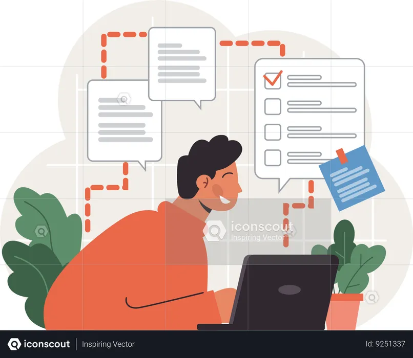 Employee is surfing for online survey  Illustration