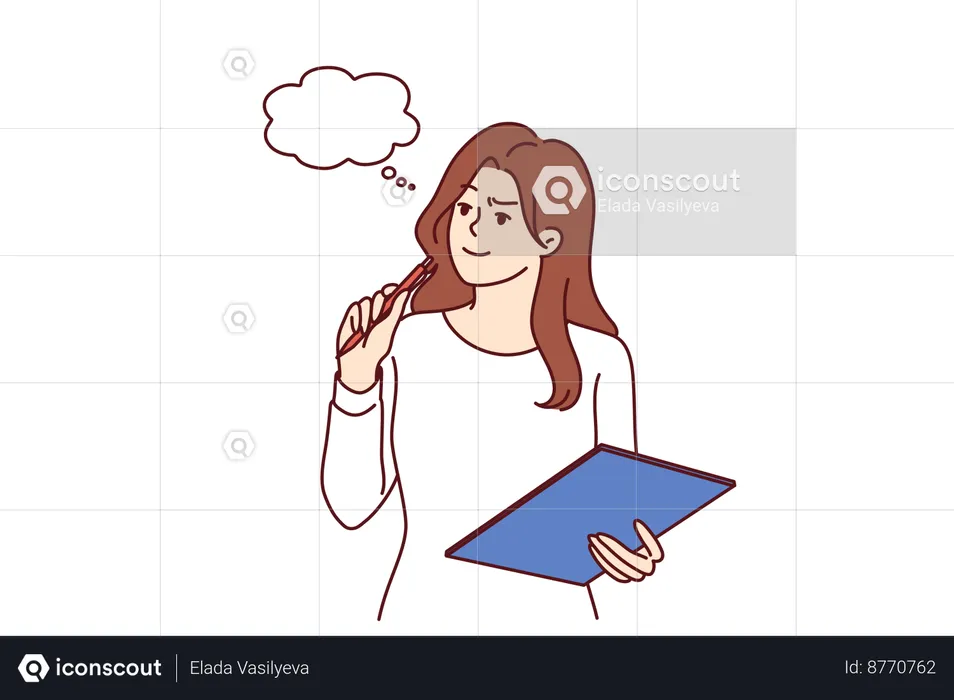 Employee is thinking of business strategies  Illustration
