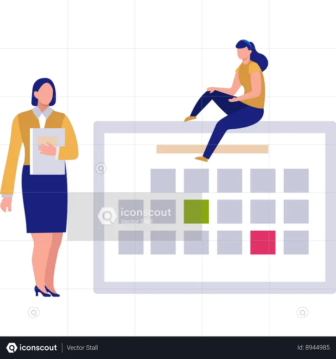 Employee is tracking calendar events  Illustration
