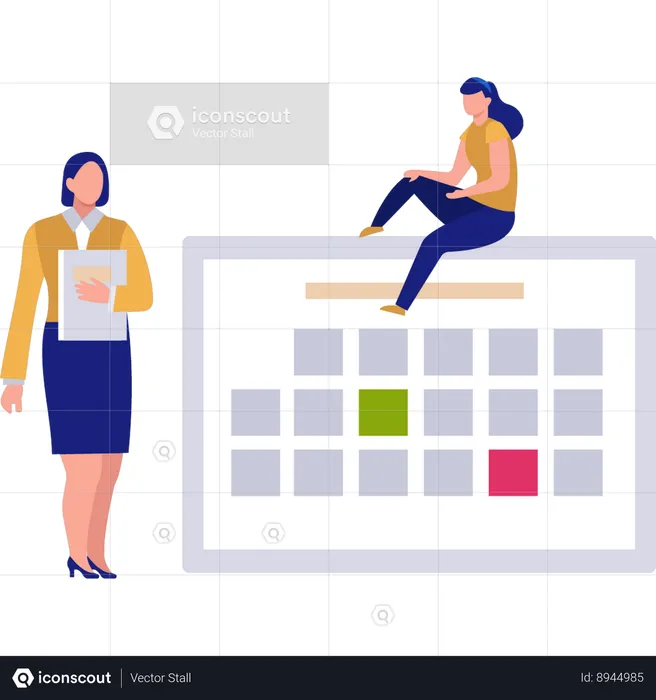 Employee is tracking calendar events  Illustration