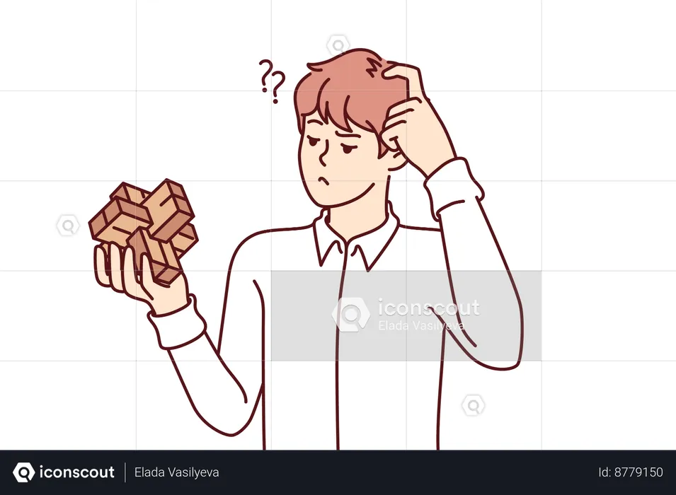 Employee is trying to solve rubic cube  Illustration