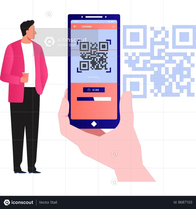 Employee is using barcode scanner  Illustration