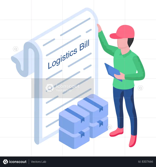 Employee is verifying logistics bill  Illustration