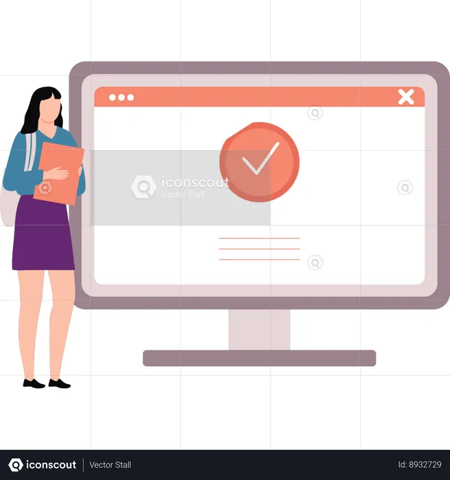 Employee is verifying online document  Illustration