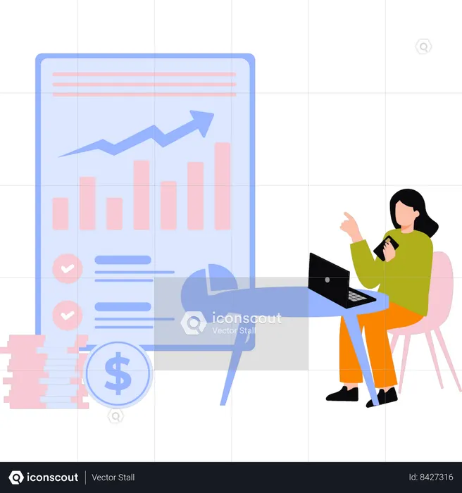 Employee is viewing at financial report  Illustration