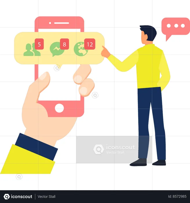 Employee is viewing at unread messages  Illustration