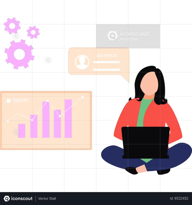 Employee is working on business graph  Illustration