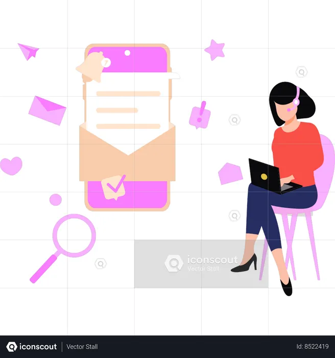 Employee is working on marketing mails  Illustration