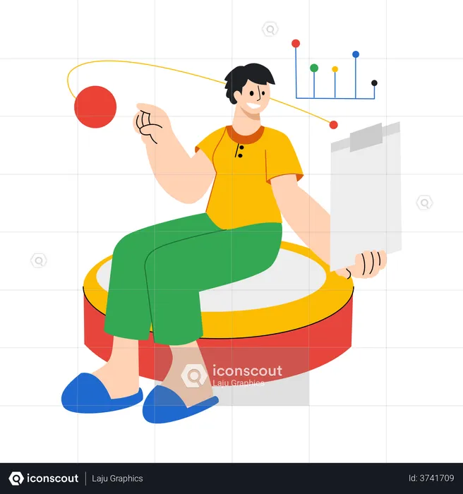 Employee looking at marketing growth  Illustration