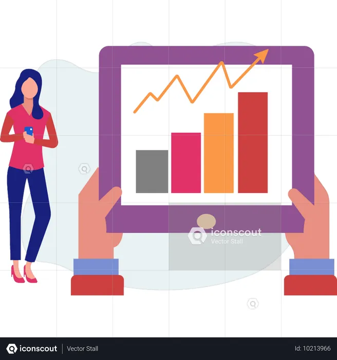 Employee making a business graph  Illustration