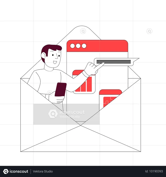 Employee making Email Marketing Campaign  Illustration