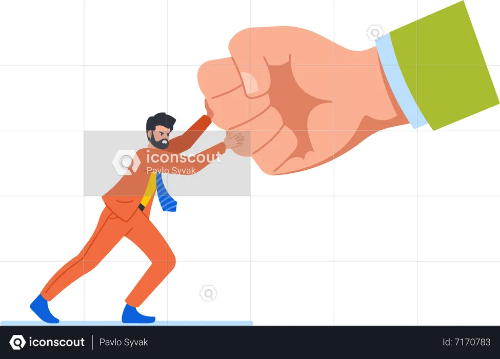 Employee Male Fights With Boss  Illustration