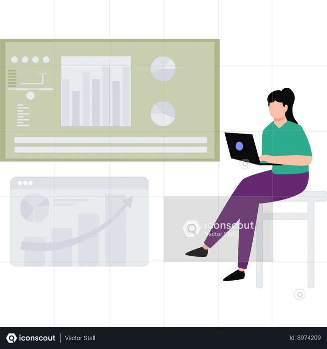 Employee manages financial analysis report  Illustration