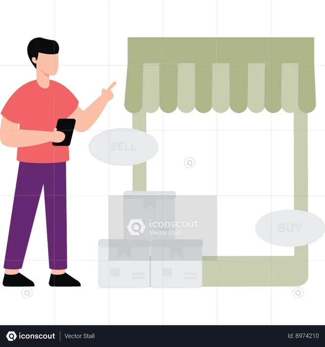 Employee manages online business  Illustration