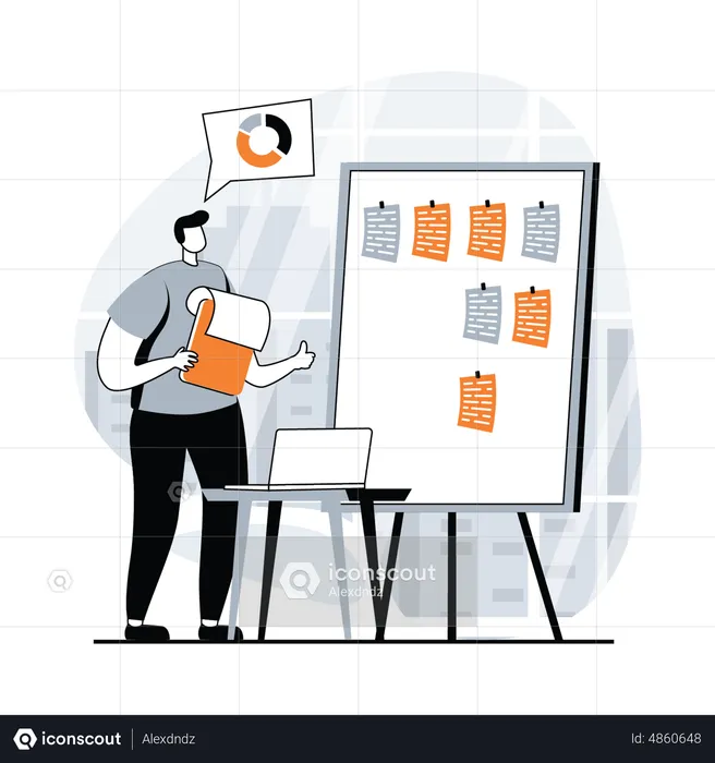 Employee managing task  Illustration