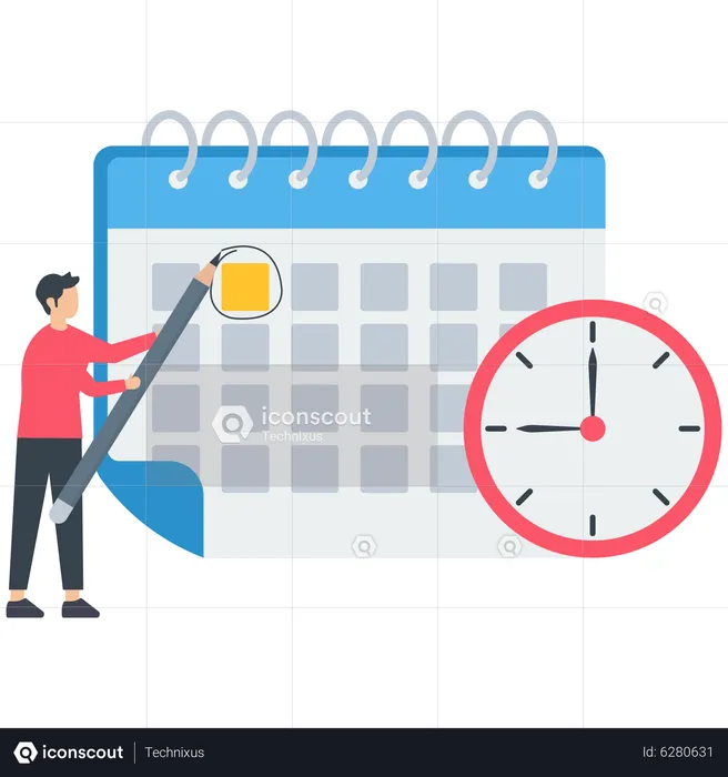 Employee marking important date on calendar  Illustration