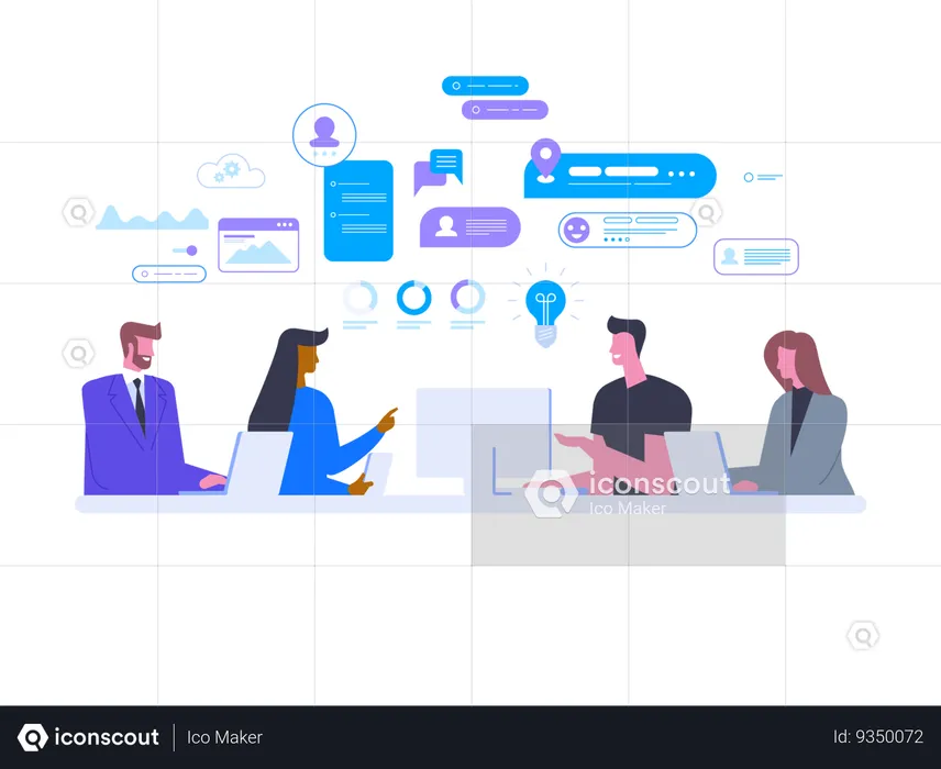 Employee meeting for business analysis  Illustration