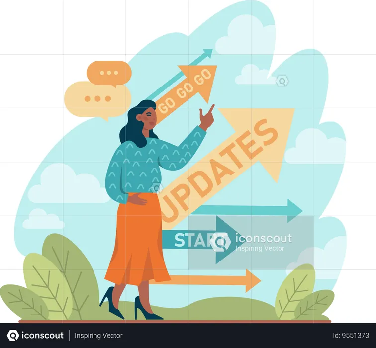 Employee moving towards web updates  Illustration
