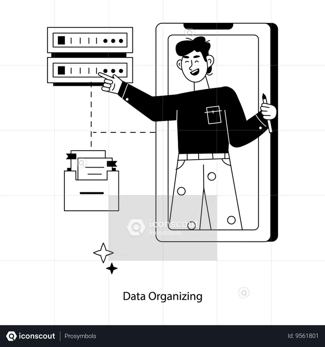 Employee Organizing Database Data  Illustration