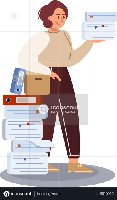 Employee overloaded with office tasks  Illustration