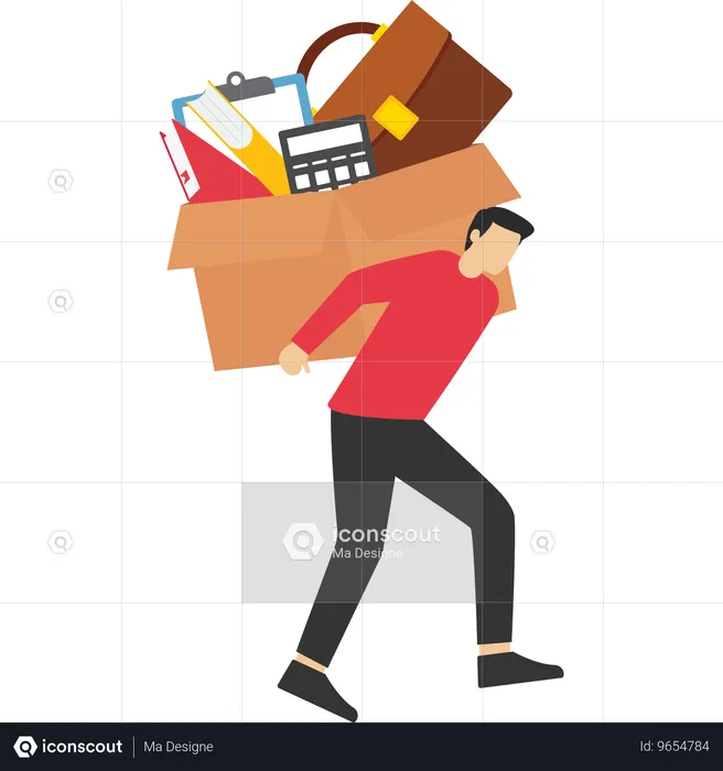 Employee overloaded with office work  Illustration